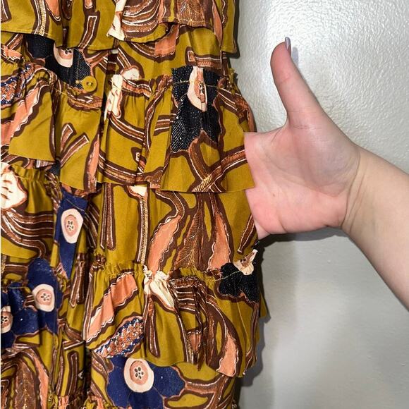 Ulla Johnson Nia Midi Dress in Copper Floral Ruffle Tiered Skirt Size 0/XS - Picture 10 of 11